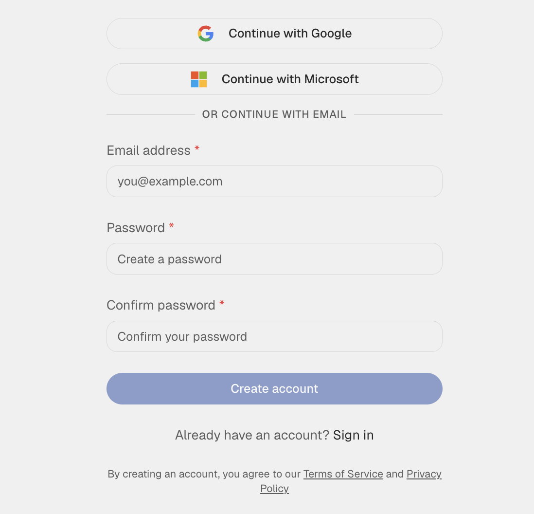 Choose your sign-up method