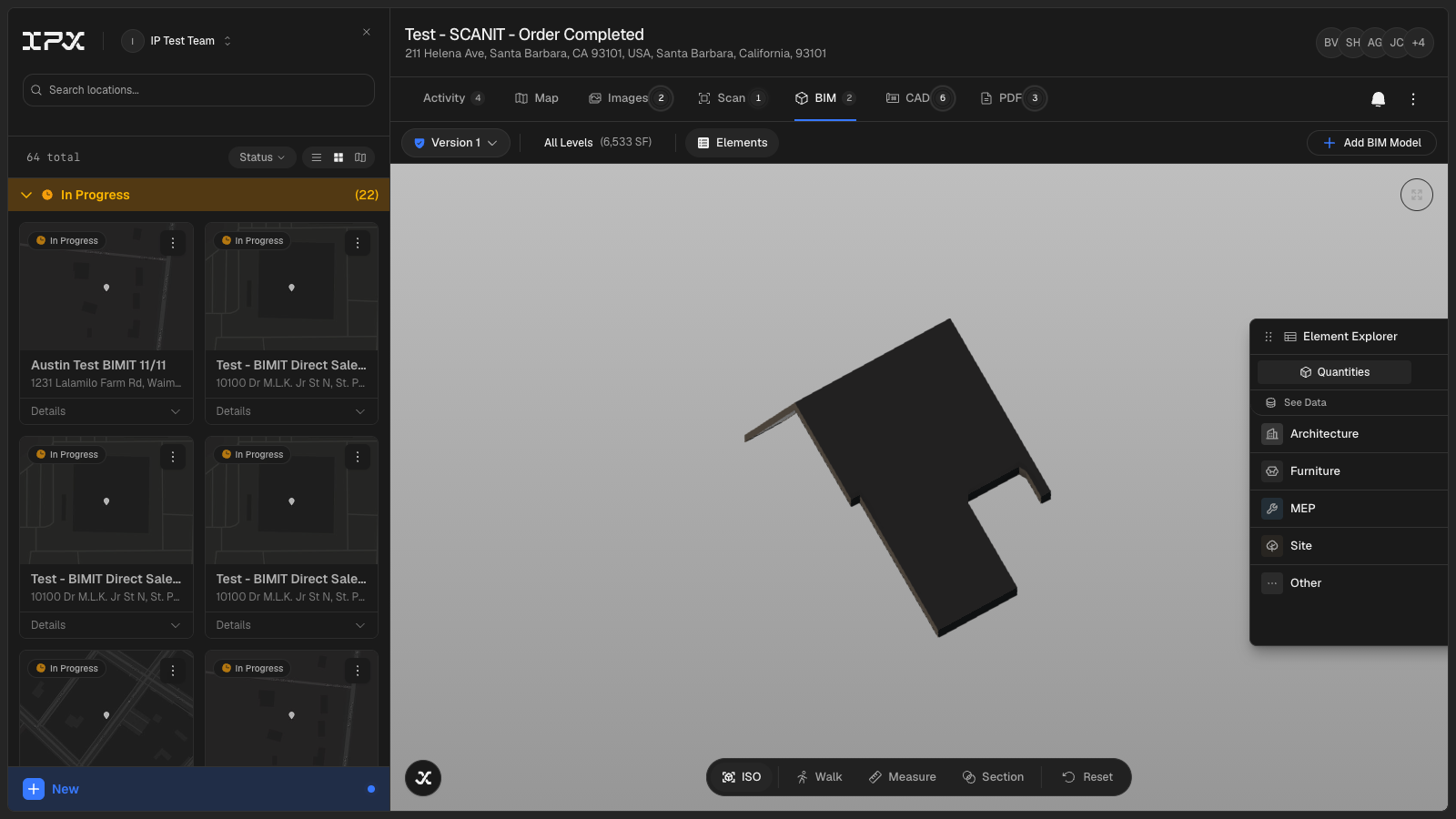 Side-by-side BIM comparison view showing a verified model in full color on the left and an unverified/pending model in grayscale on the right, with the Camera Sync toggle visible in the toolbar