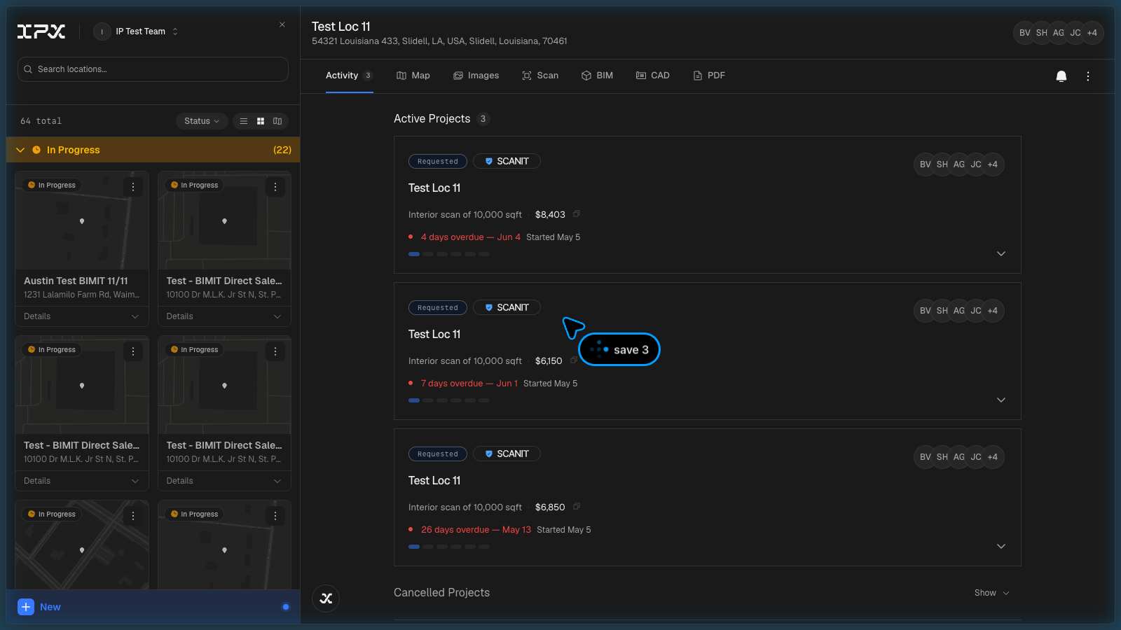 The platform open on a narrow mobile viewport showing the slide-in sidebar drawer with backdrop overlay, and the tab bar with icon-only display