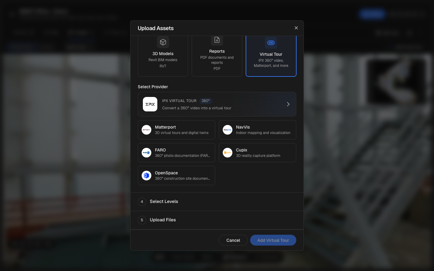 Choose IPX as the provider and upload a 360 video directly, next to the share-link providers you already know