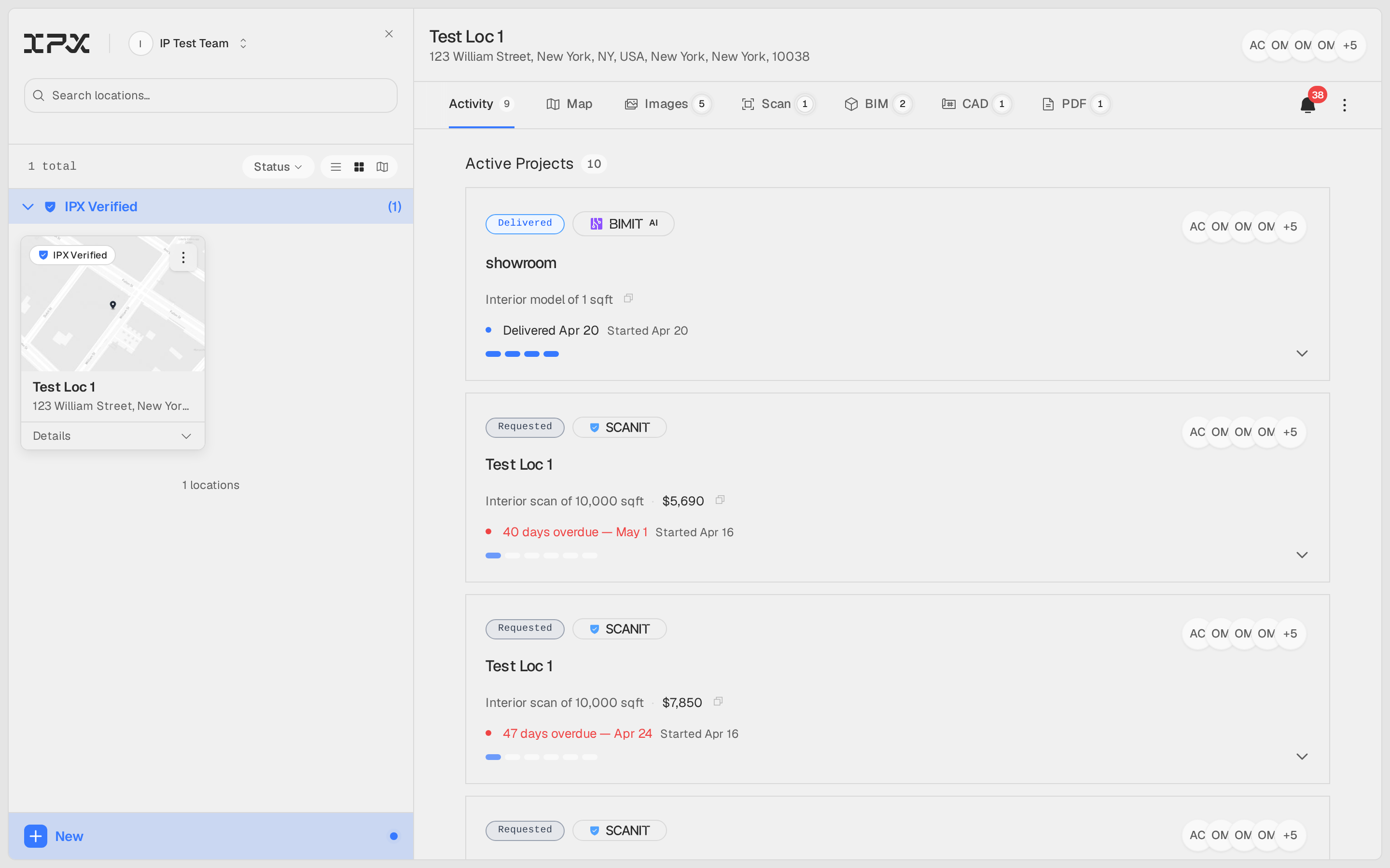Open the project's Activity tab