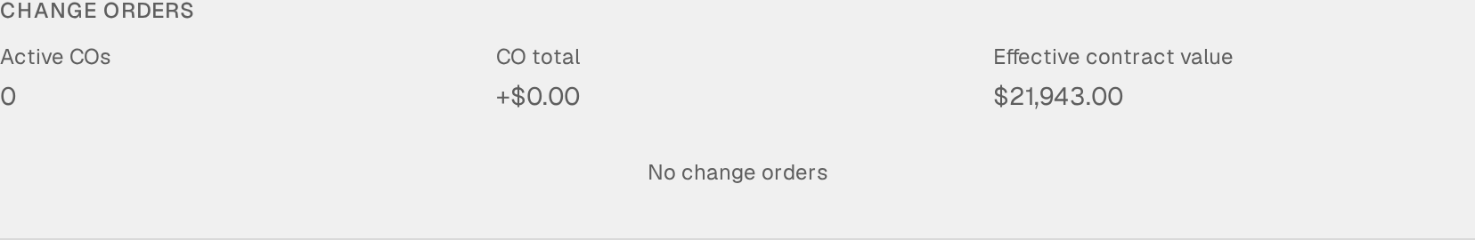Review change orders and contract value