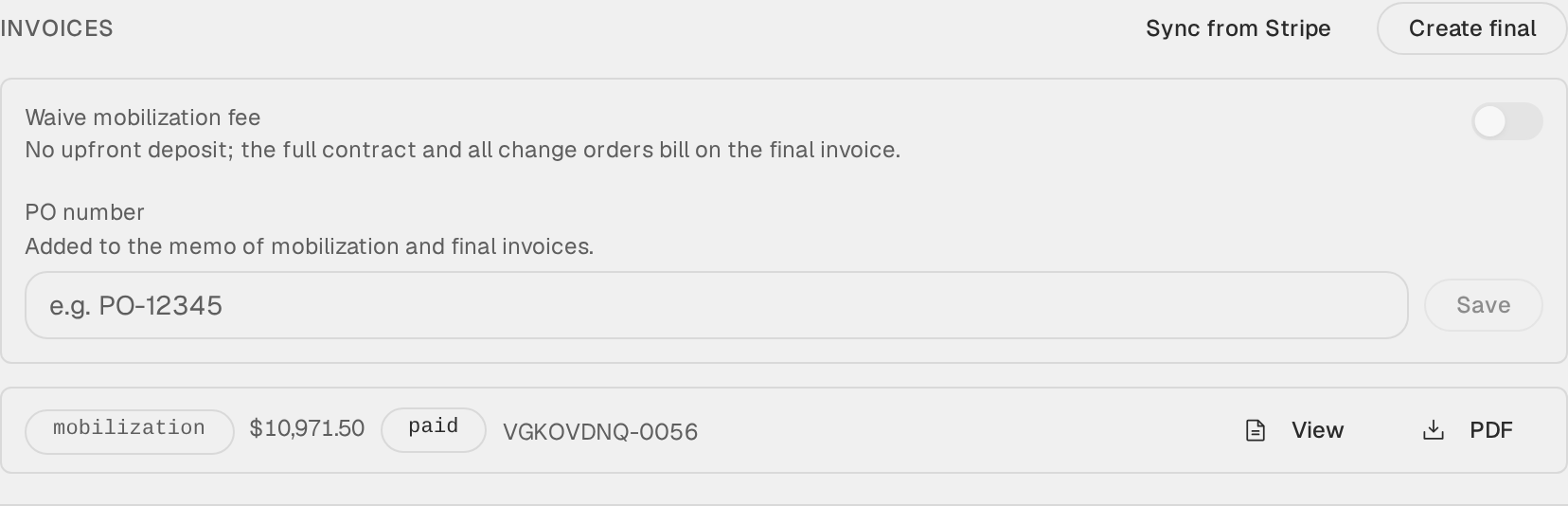 Manage Stripe invoices