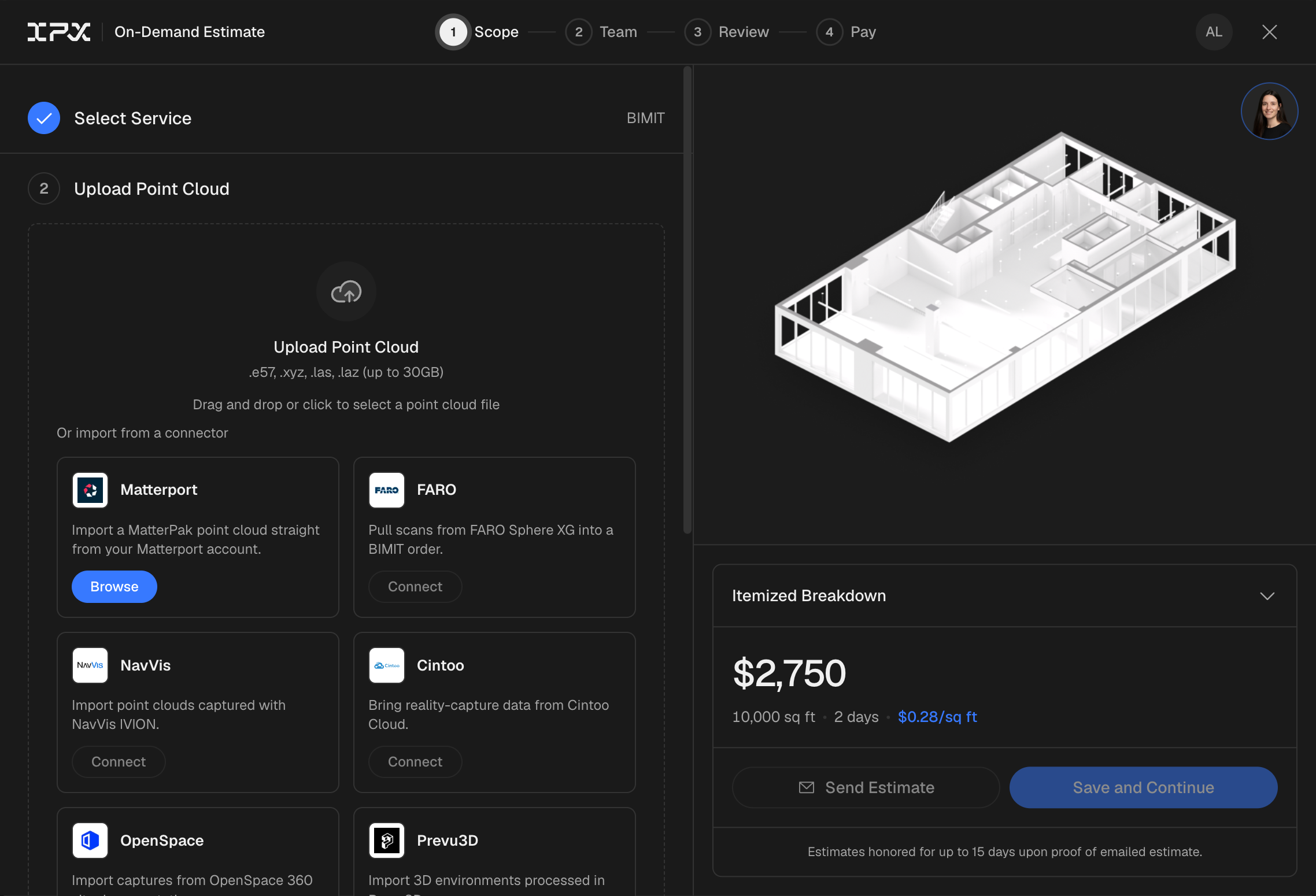 Upload your point cloud