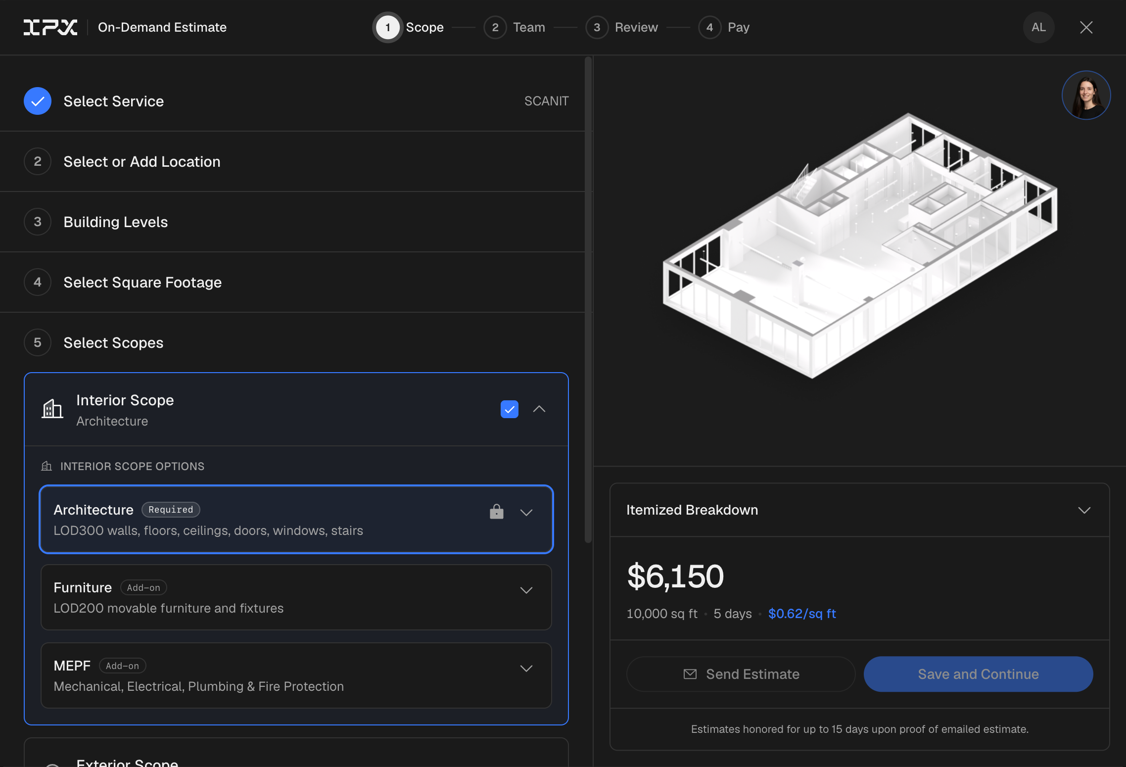 Set the scope and review your estimate