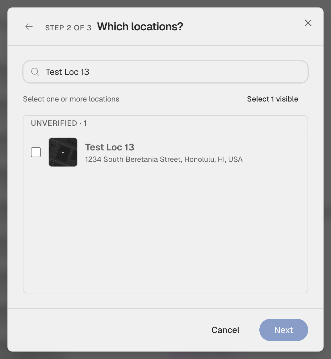 Pick the locations or projects
